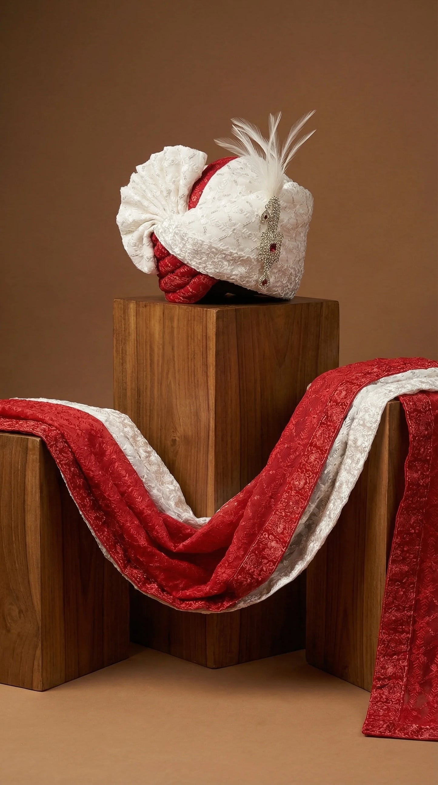 Ivory & Crimson Groom Safa for Men | Royal Wedding Pagdi – Dresswala NX