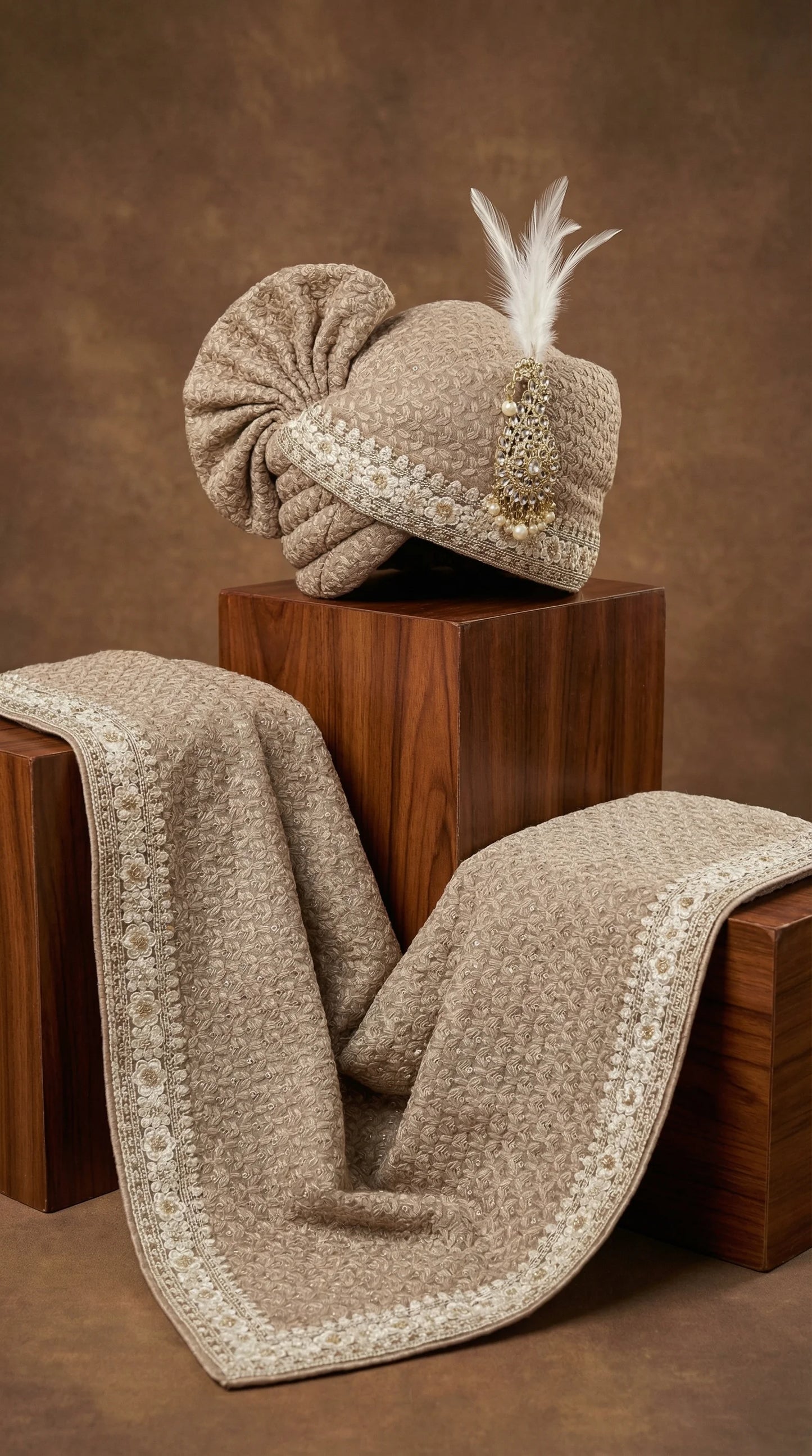 Taupe Groom Safa for Men | Heritage Wedding Pagdi – Dresswala NX