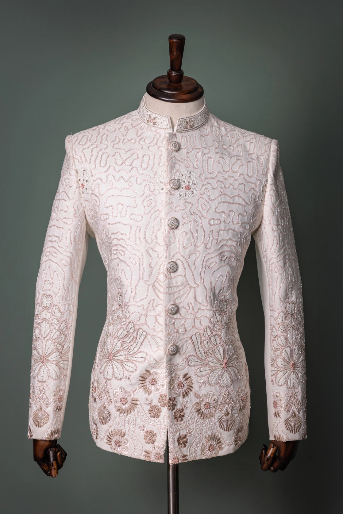 Ivory Bloom Embroidered Bandhgala