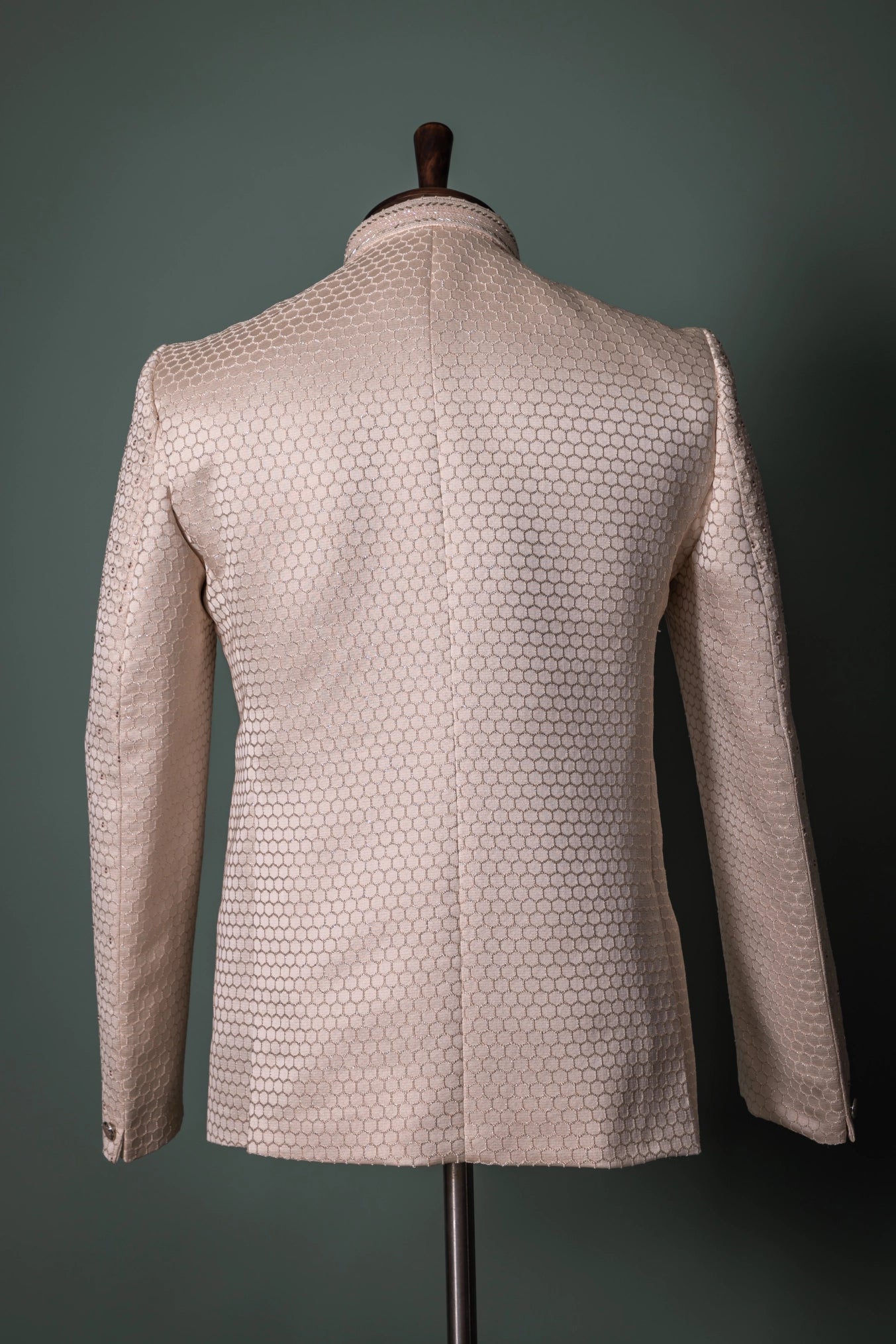 Ivory Regal Textured Bandhgala