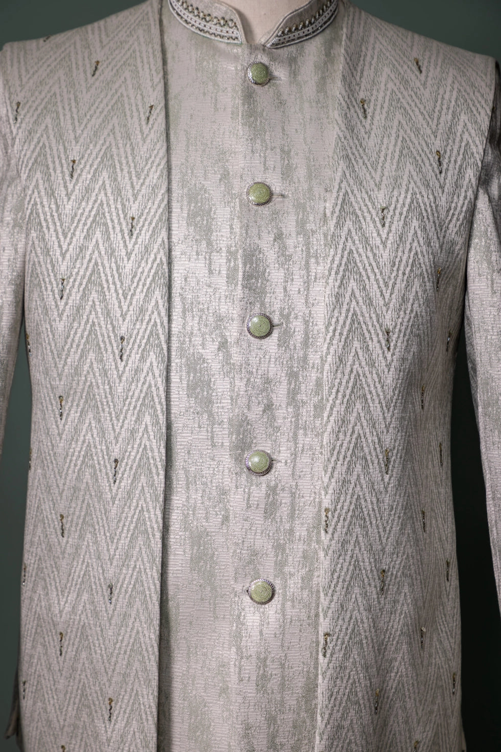 Frosted Sage Bandhgala Suit
