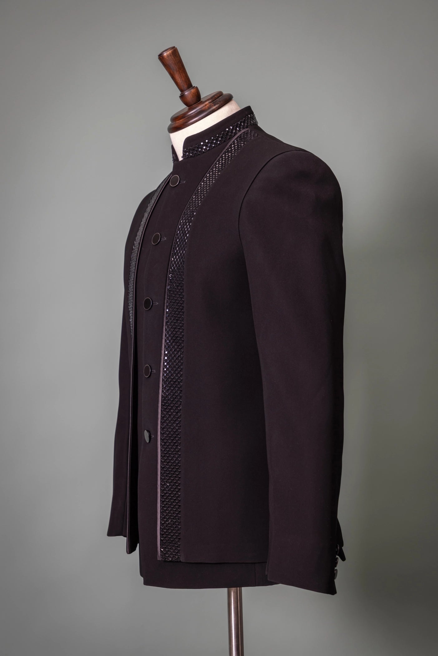 Noir Luxe Panelled Bandhgala