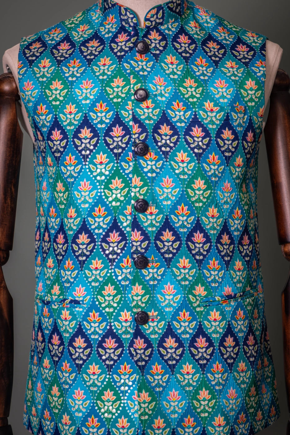 Peacock Garden Printed Waistcoat