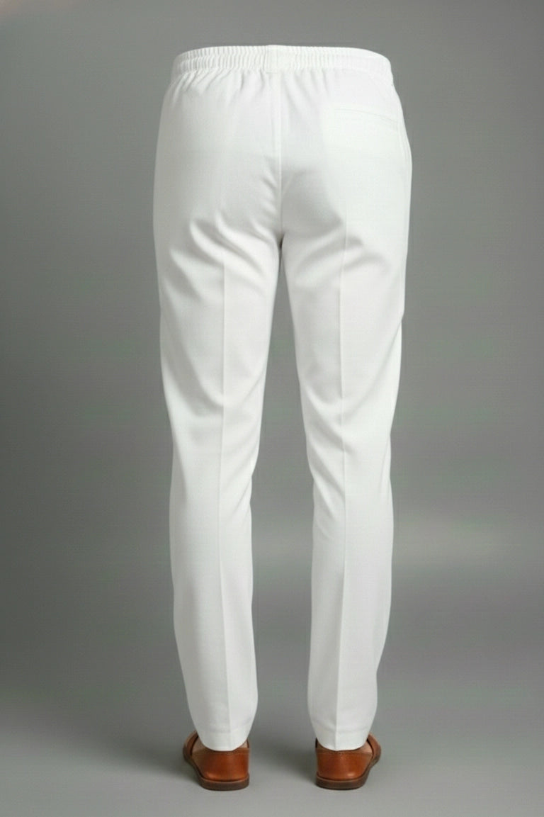 White Regular-Fit Pants for Men (Classic Straight) | Dresswala NX