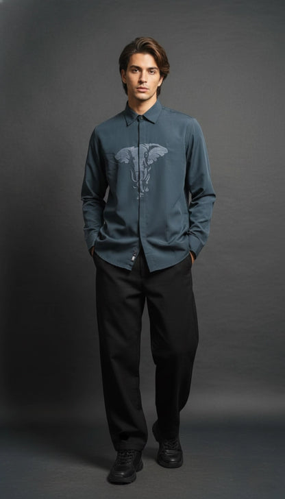 Grey Club-Wear Shirt for Men (Statement Print) | Dresswala NX