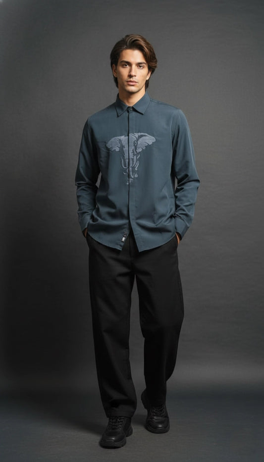 Grey Club-Wear Shirt for Men (Statement Print) | Dresswala NX