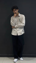 Beige Club-Wear Shirt for Men (Embroidered Patch Detail) | Dresswala NX
