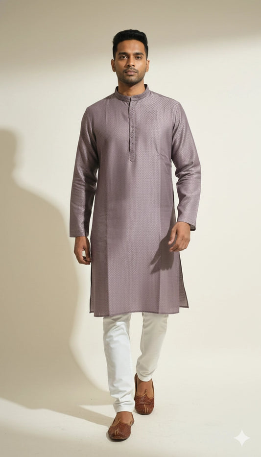 Mauve Cotton Kurta for Men (Mandarin Collar) | Dresswala NX