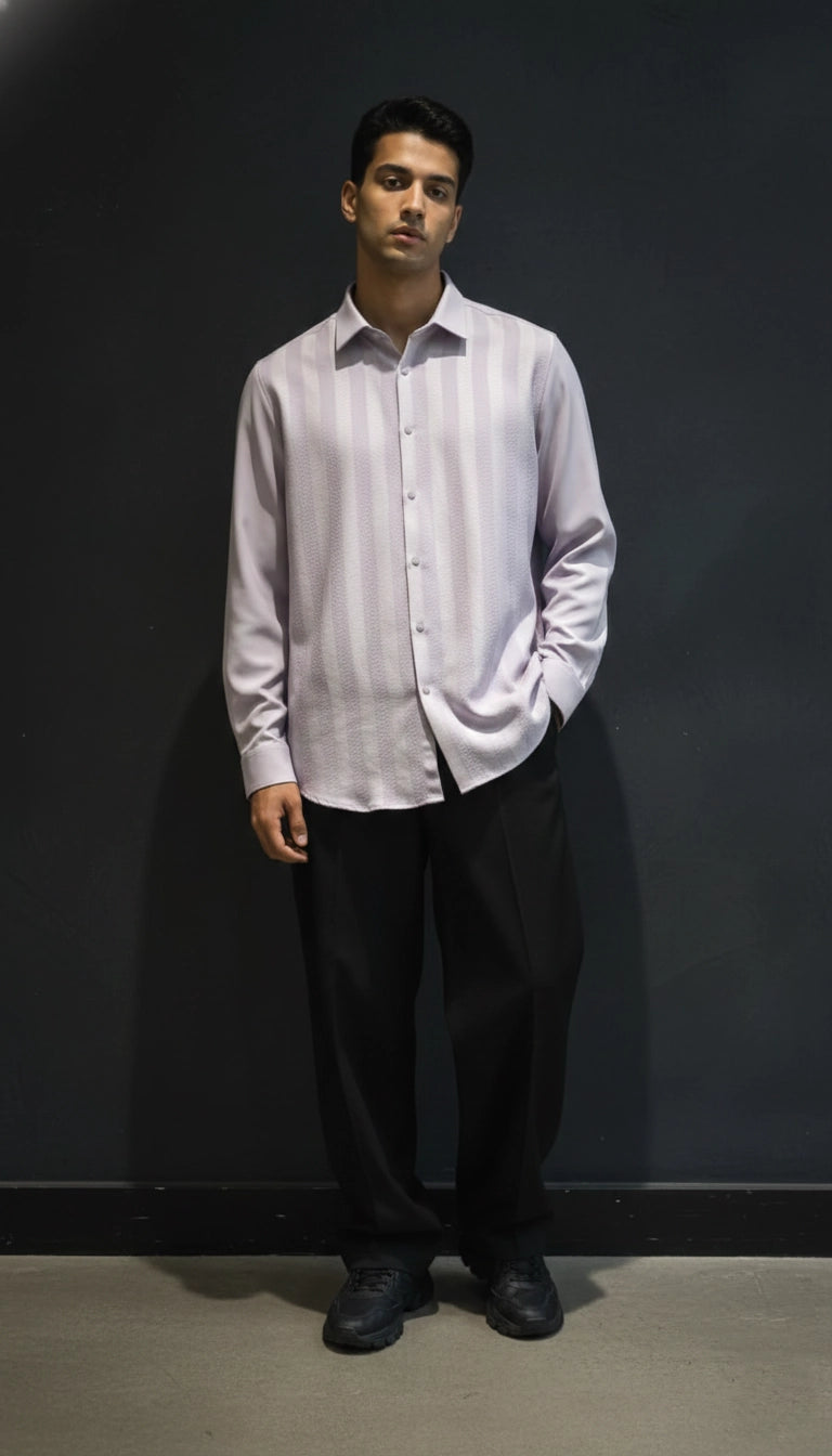 Lilac Club-Wear Shirt for Men (Textured Stripes) | Dresswala NX