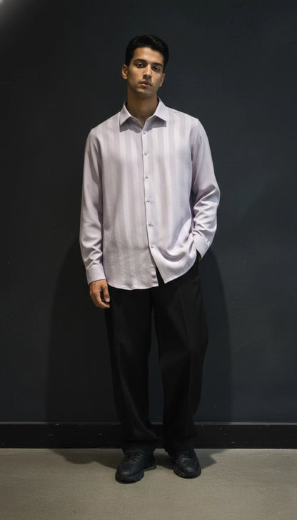 Lilac Club-Wear Shirt for Men (Textured Stripes) | Dresswala NX