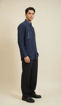 Navy Club-Wear Shirt for Men (Zip Pocket Detail) | Dresswala NX
