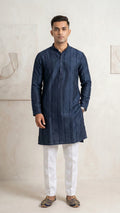 Navy Textured Kurta for Men | Dresswala NX