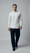 White Club-Wear Shirt for Men (Utility Pocket Detail) | Dresswala NX