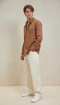 Brown Club-Wear Shirt with Beige Contrast Pocket Detail | Dresswala NX