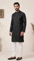 Black Jacquard Kurta for Men | Dresswala NX