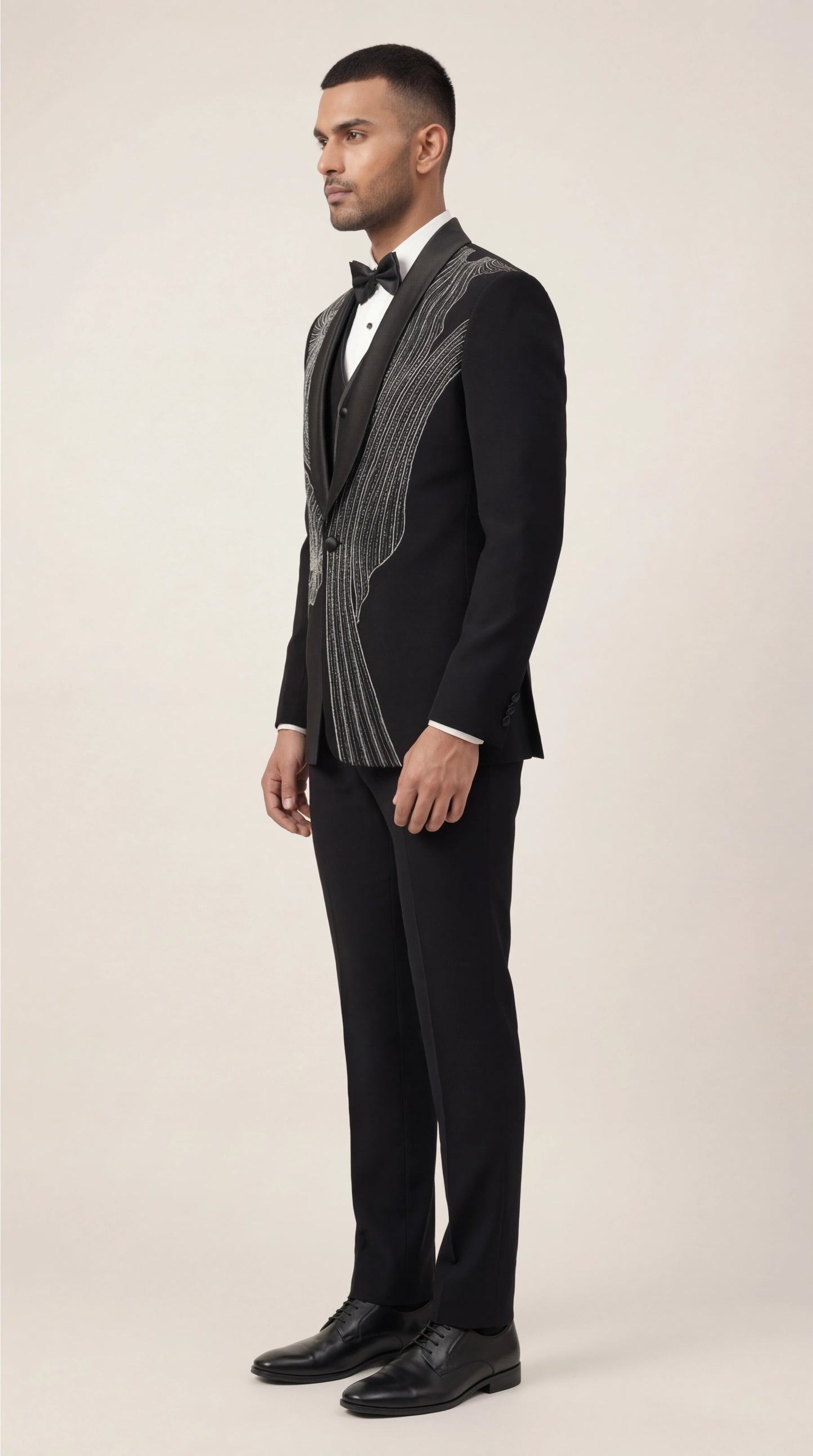 Black Embroidered Indo Western Suit for Men | Designer Groom Wear – Dresswala NX