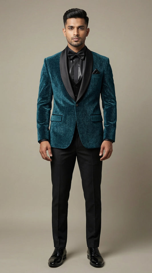 Teal Velvet Suit for Men | Dresswala NX