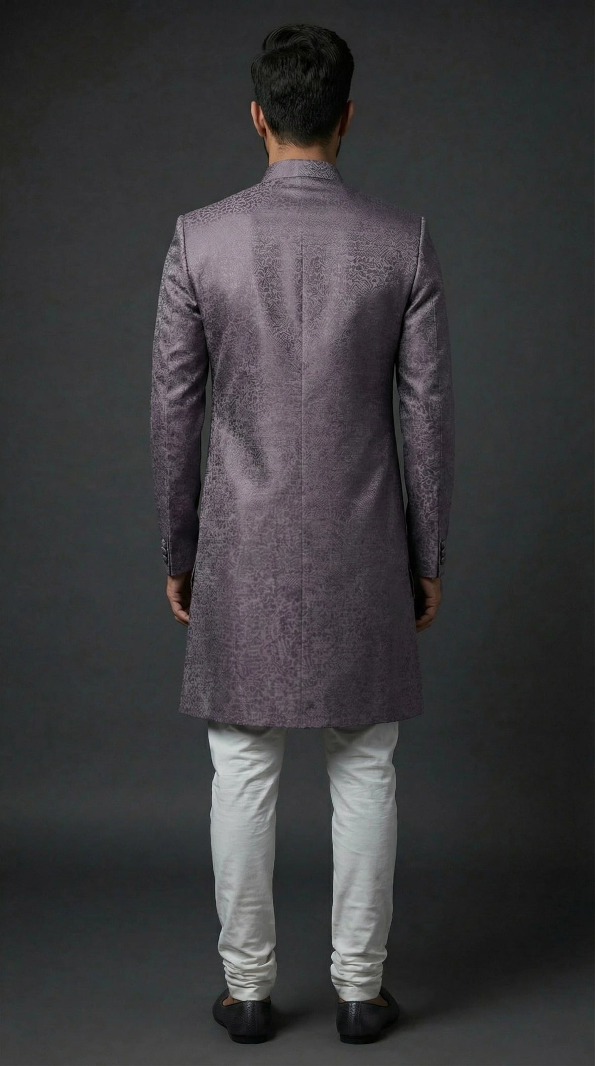 Smoky Mauve Textured Indo-Western Sherwani Set