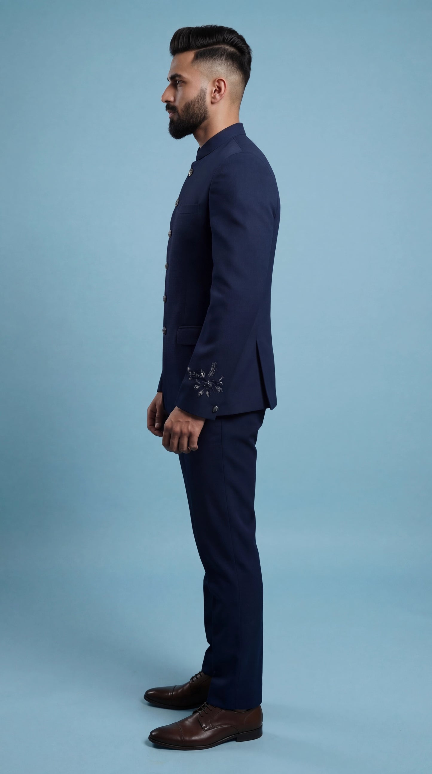 Navy Blue Bandhgala Suit for Men | Dresswala NX