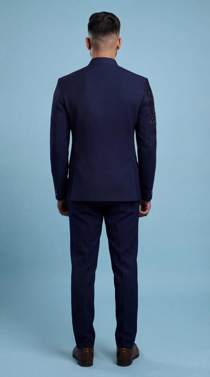 Navy Blue Bandhgala Suit for Men | Dresswala NX