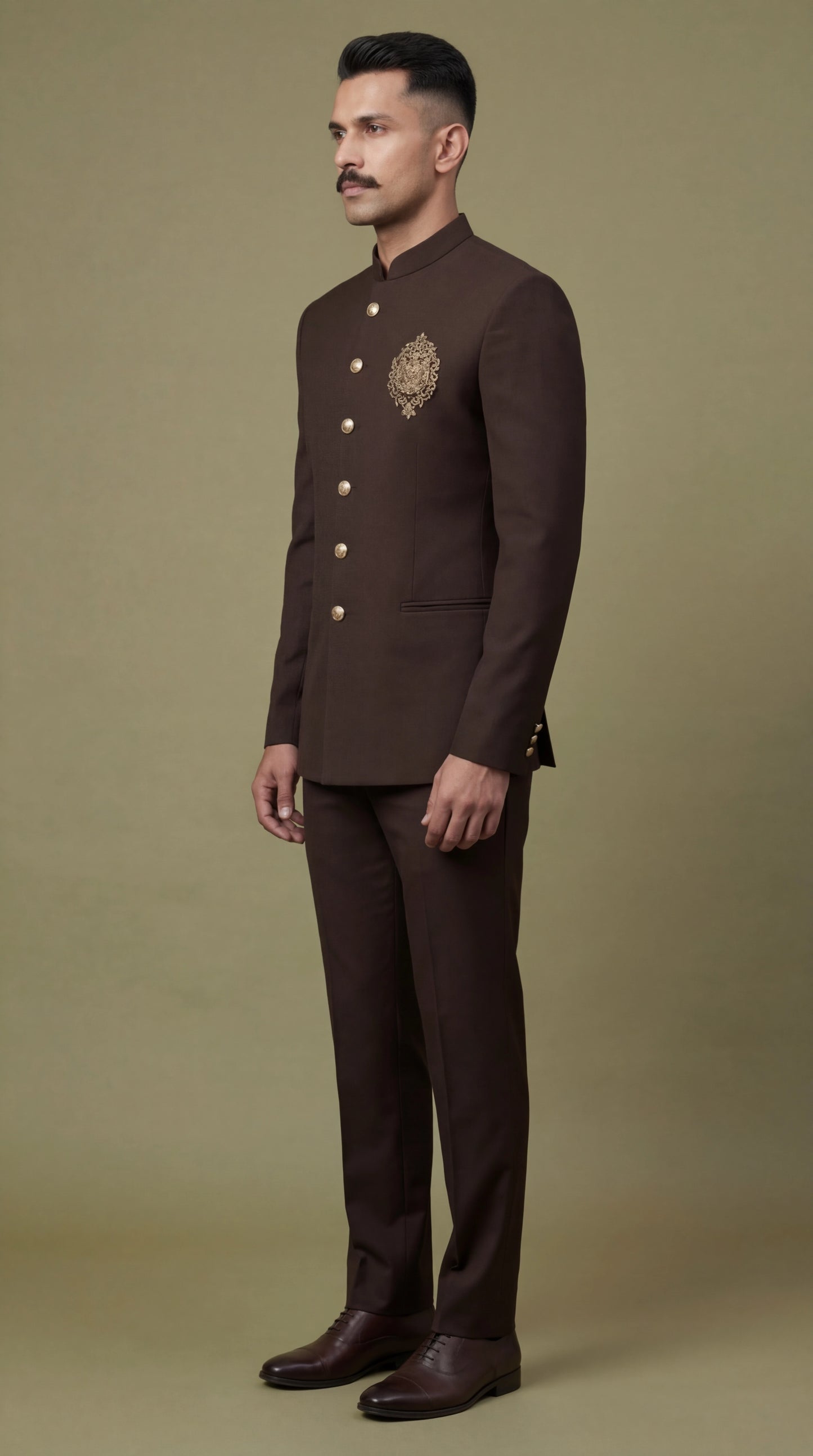 Chocolate Brown Bandhgala Suit for Men | Dresswala NX