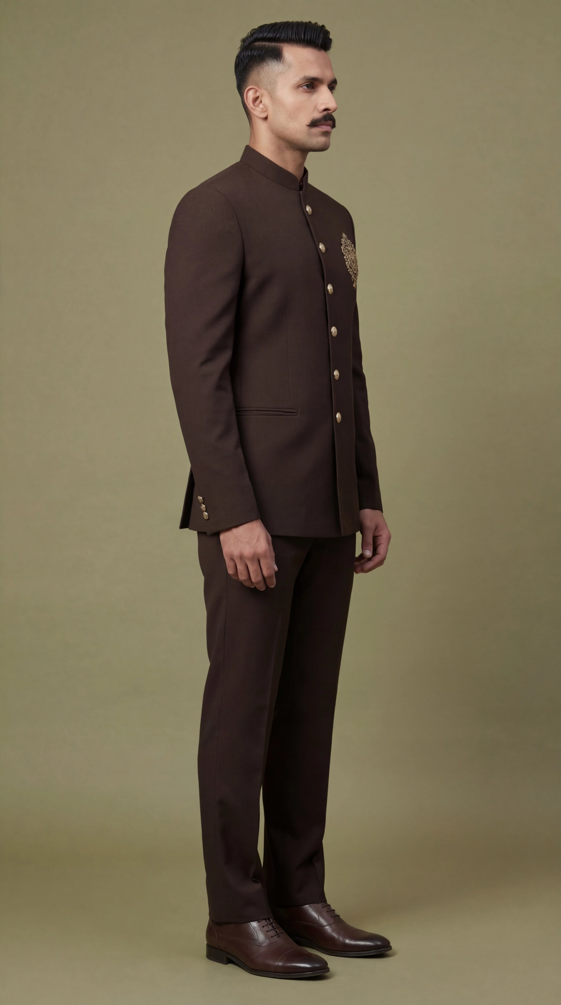 Chocolate Brown Bandhgala Suit for Men | Dresswala NX
