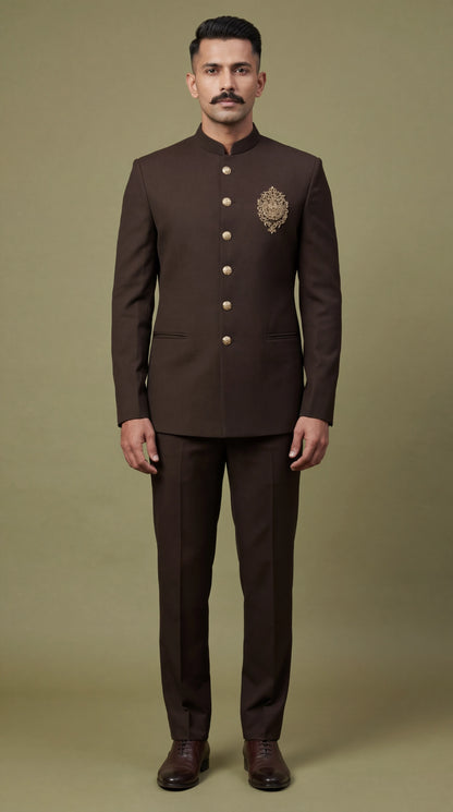 Chocolate Brown Bandhgala Suit for Men | Dresswala NX