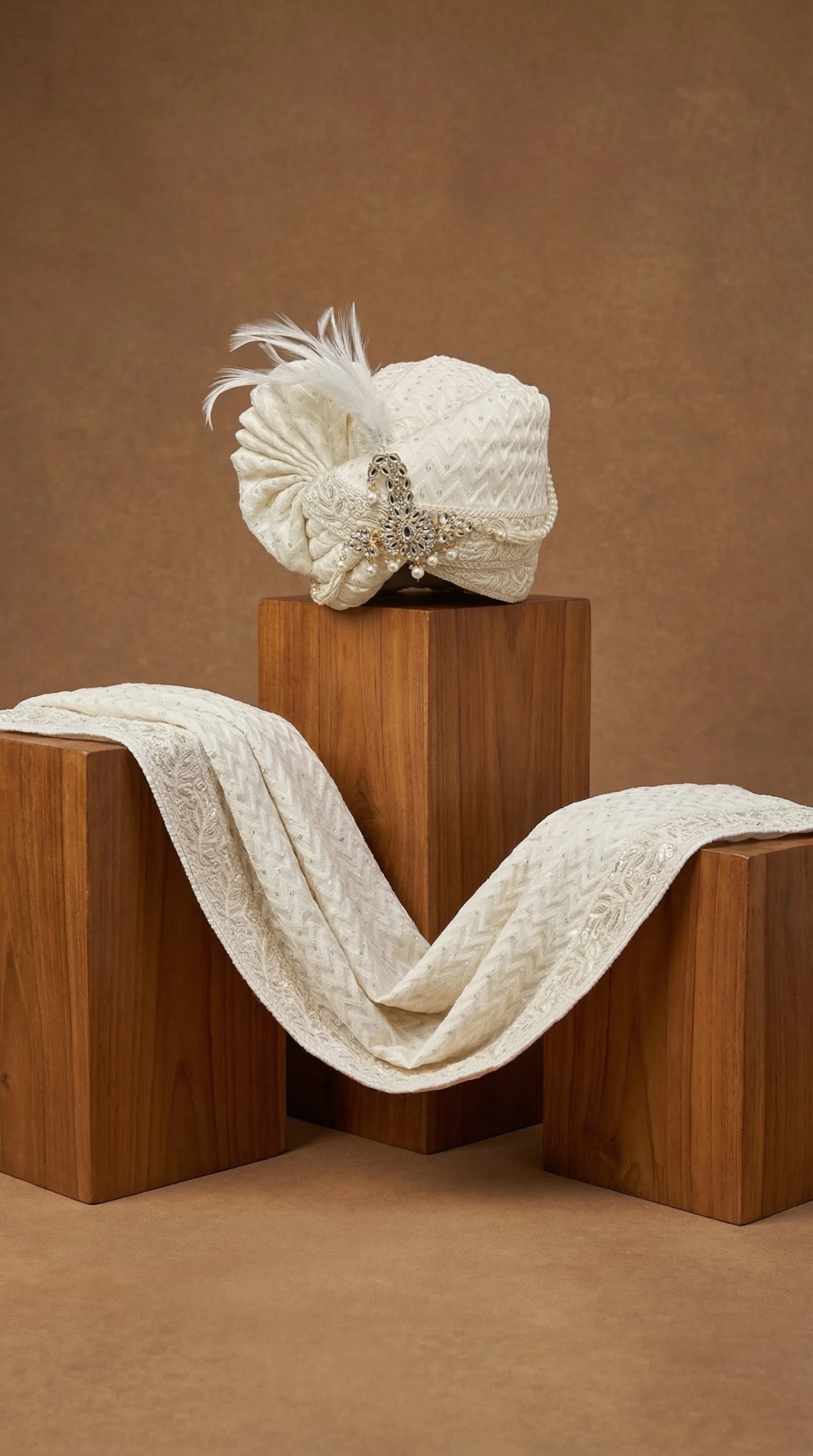 Pure Ivory Groom Safa for Men | Traditional Wedding Pagdi – Dresswala NX