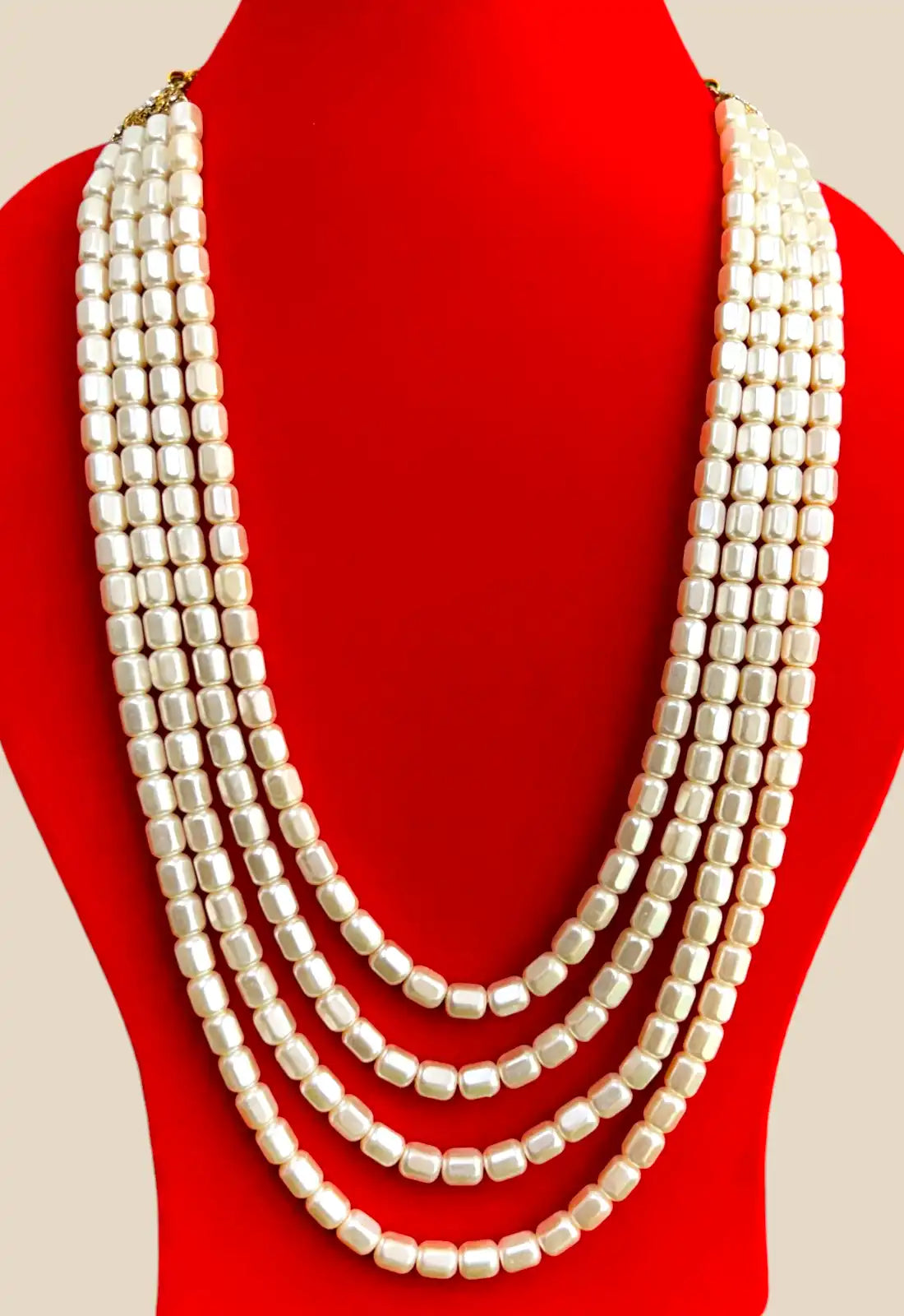 Traditional Multistrand Pearl Mala with Box Beads
