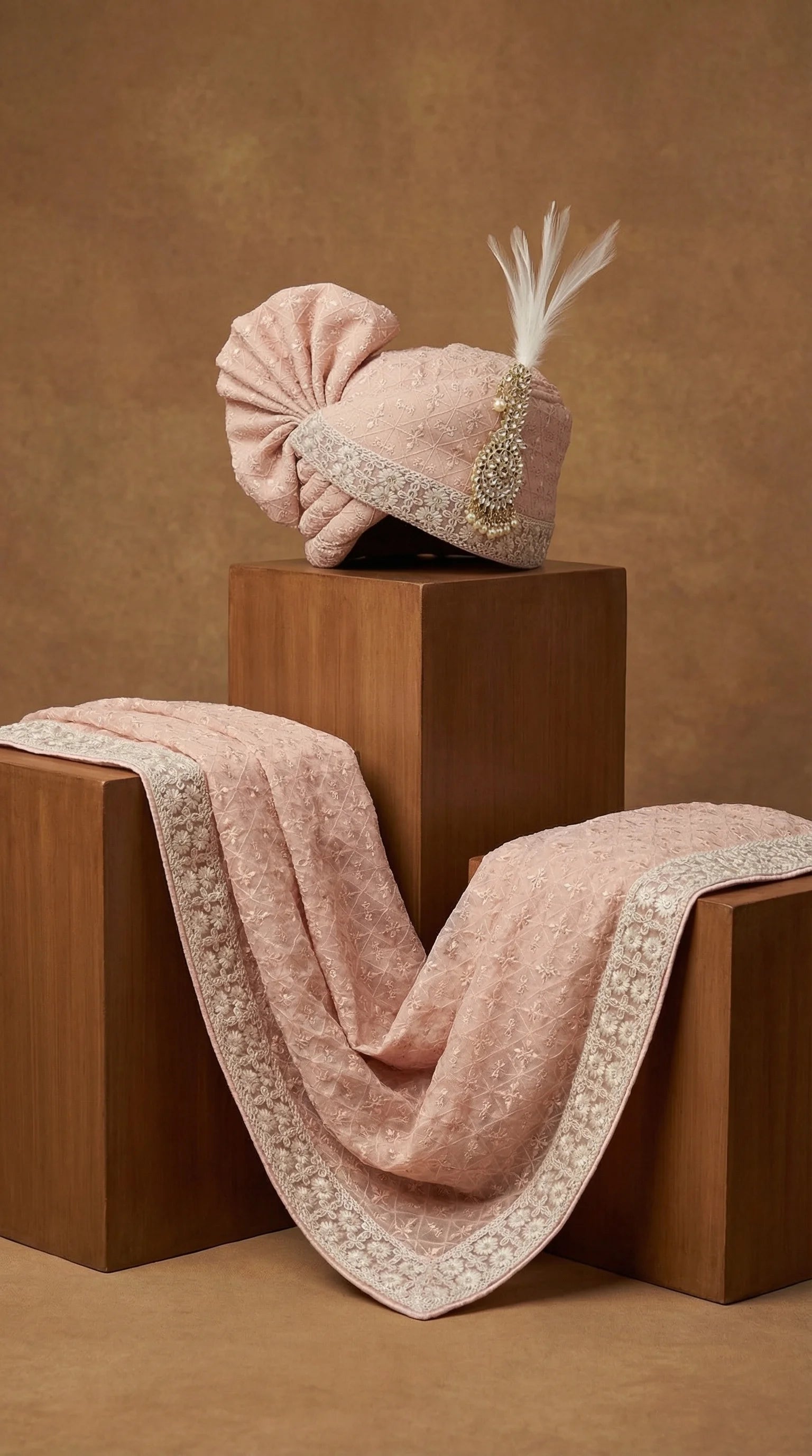 Blush Pink Groom Safa for Men | Elegant Wedding Pagdi – Dresswala NX