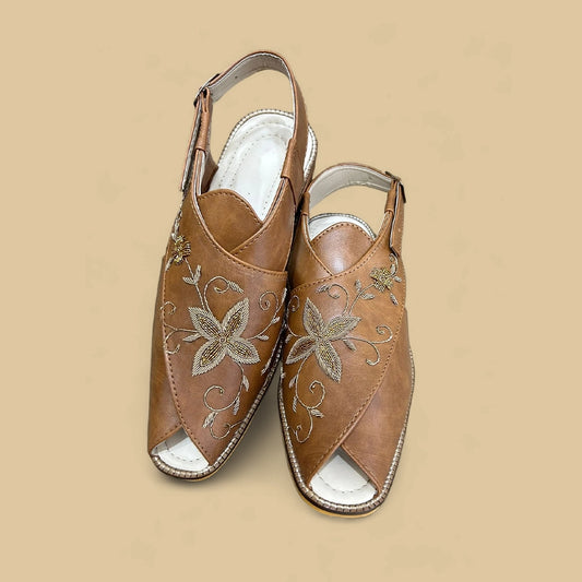 Chestnut Embroidered Comfort Mojdi