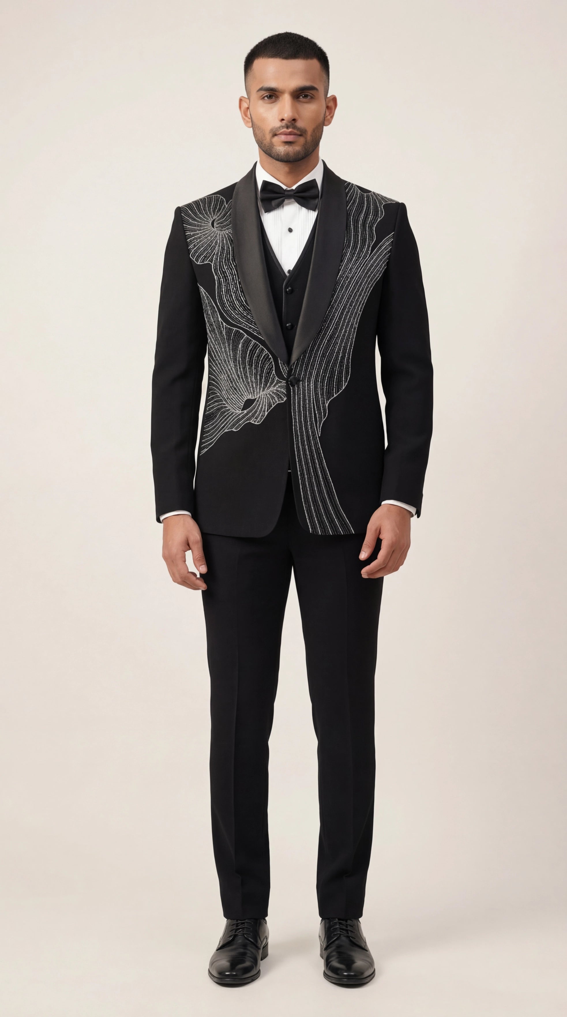 Black Embroidered Indo Western Suit for Men | Designer Groom Wear – Dresswala NX
