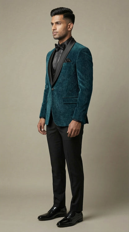 Teal Velvet Suit for Men | Dresswala NX