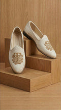 Ivory Embroidered Mojdi Shoes for Men | Classic Wedding Footwear – Dresswala NX