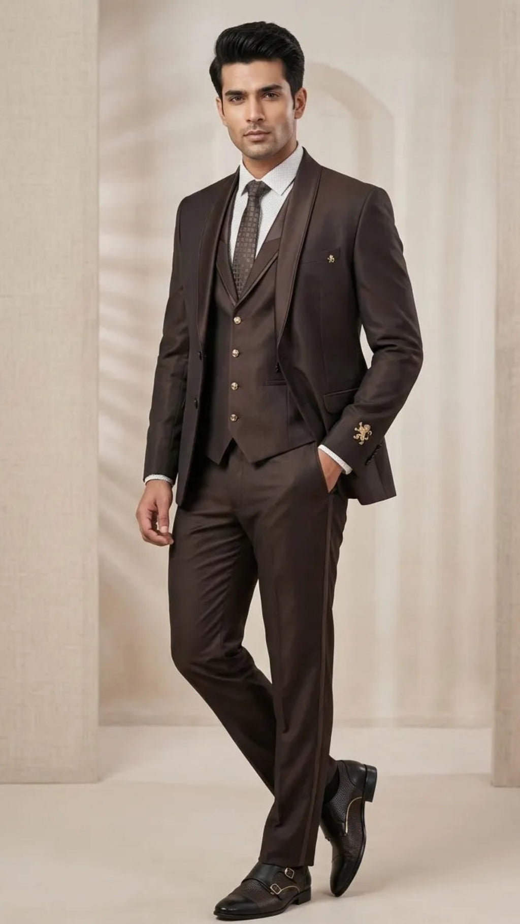 Five Piece Tuxedo (Espresso Brown) by DressWalaNX