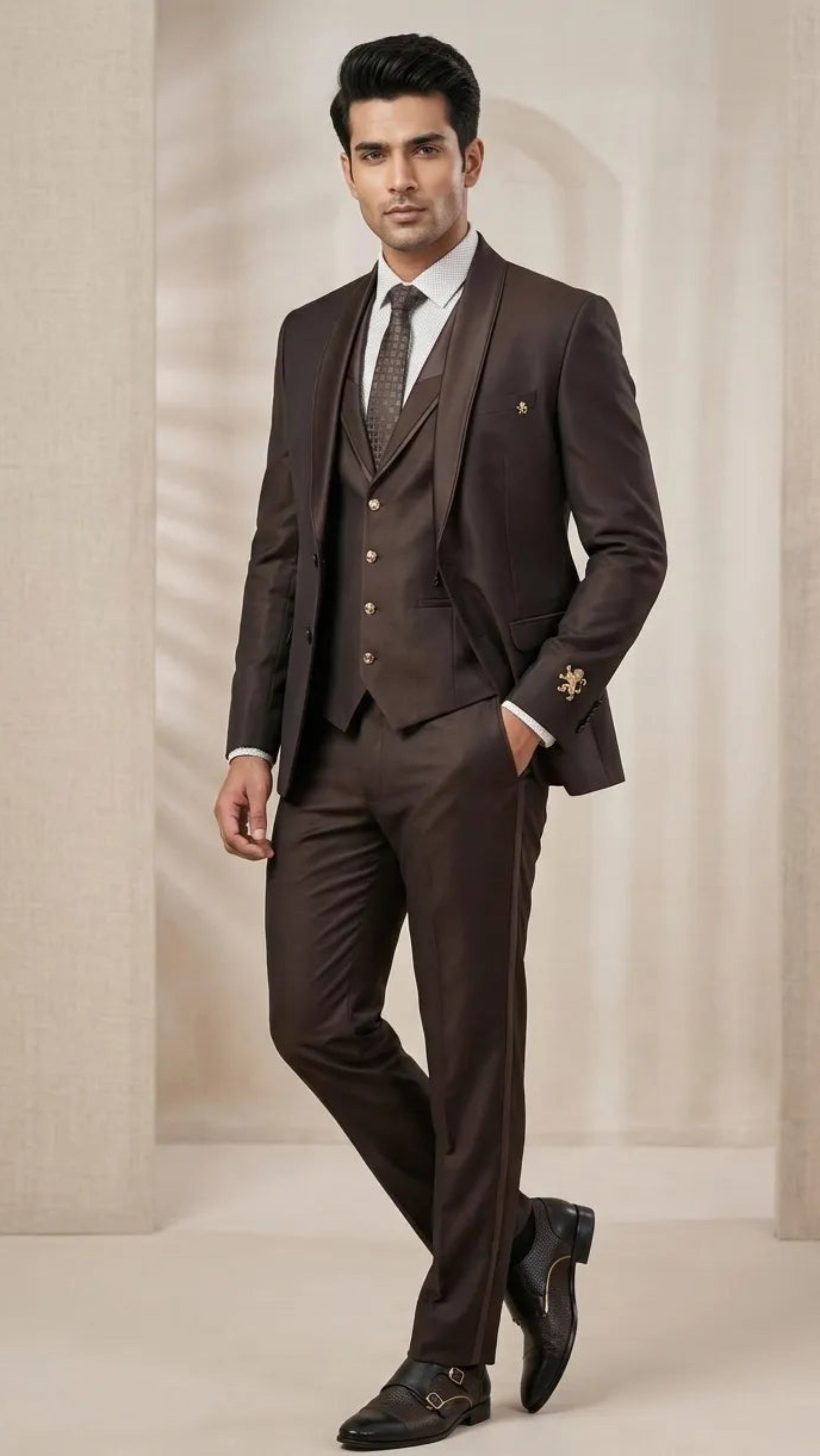 Five Piece Tuxedo (Espresso Brown) by DressWalaNX