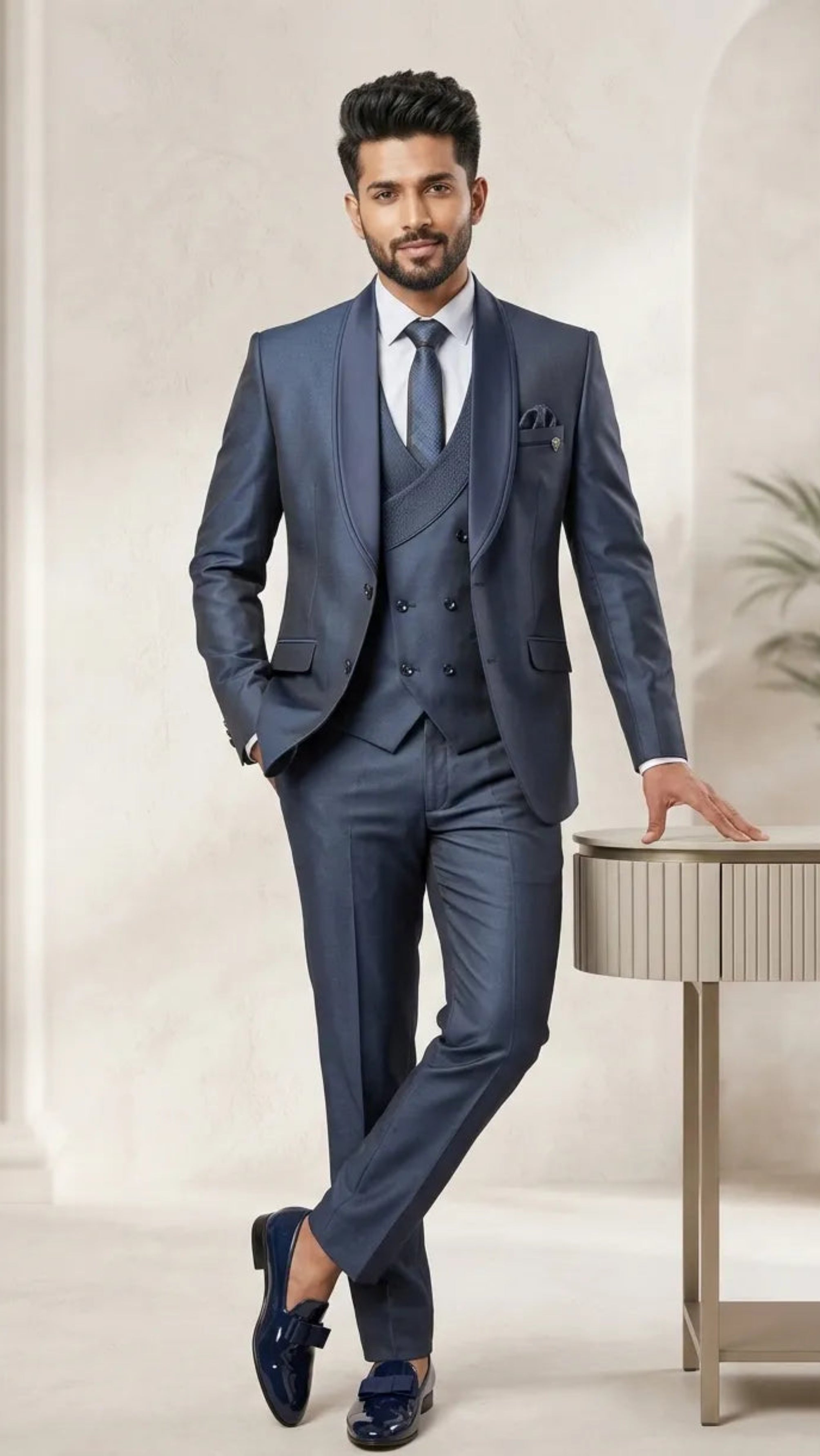 Five Piece Tuxedo (Steel Blue Grey) by DressWalaNX