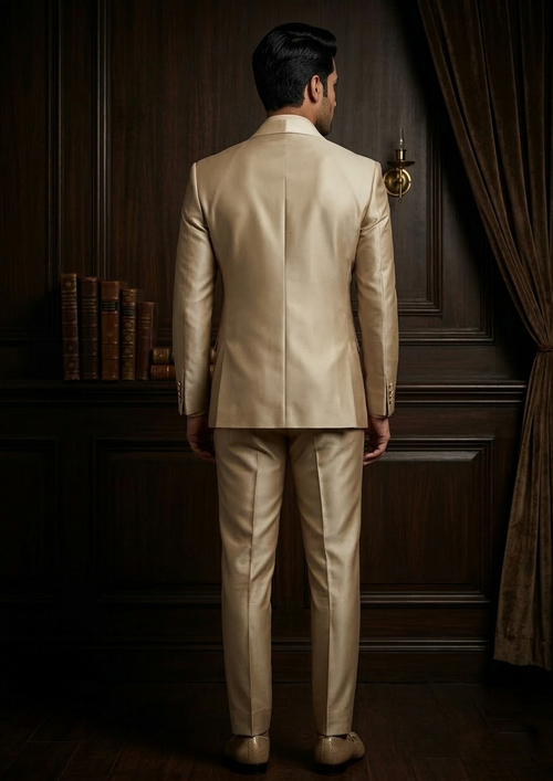 Champagne Gold Satin Shawl Lapel Tuxedo