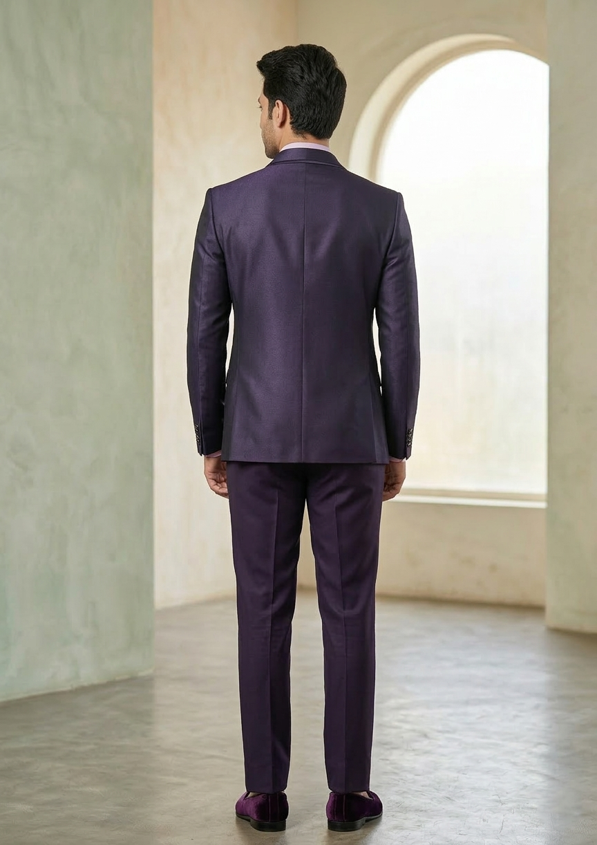 Royal Plum Jacquard Five-piece Tuxedo