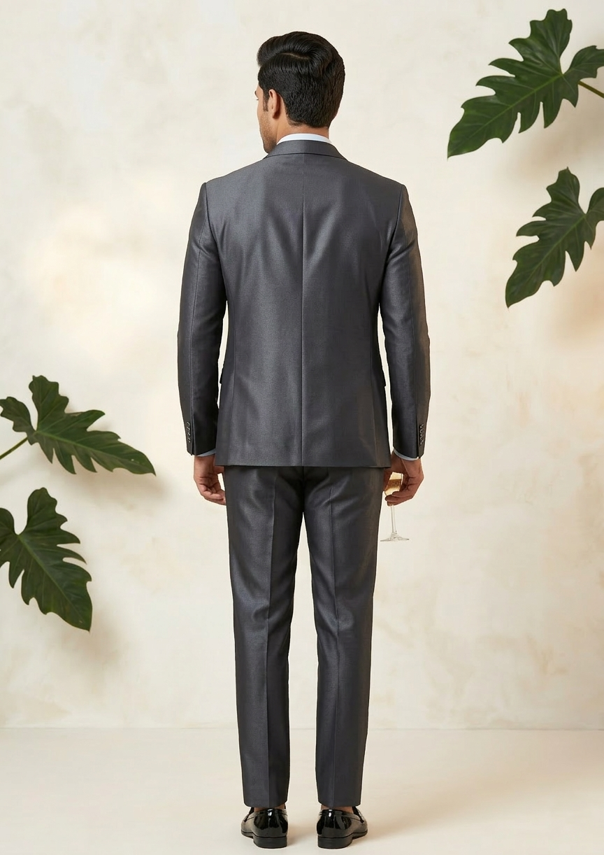 Charcoal Metallic Five-piece Peak Lapel Tuxedo