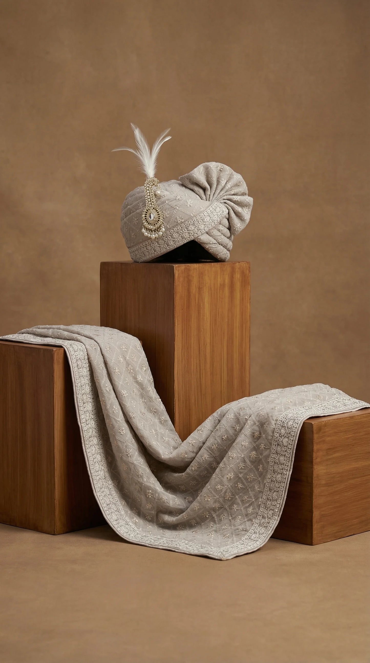 Grey Groom Safa for Men | Ashen Stone Wedding Pagdi – Dresswala NX