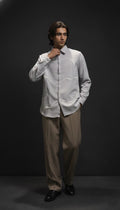 White Club-Wear Shirt with Abstract Textured Cord Design | Dresswala NX