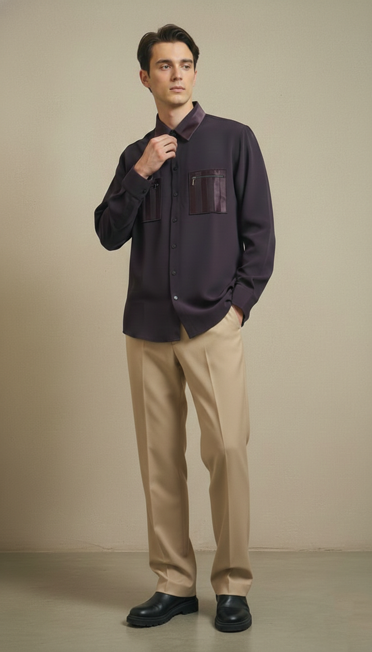 Plum Club-Wear Shirt for Men (Zip Pocket Detail) | Dresswala NX