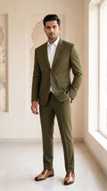 Elegant Olive Green Two-Piece Formal Suit