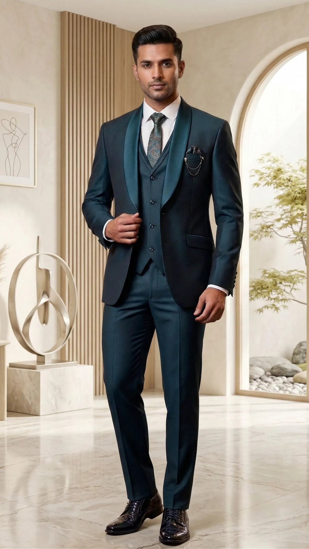 Five Piece Tuxedo (Teal Blue) by DressWalaNX