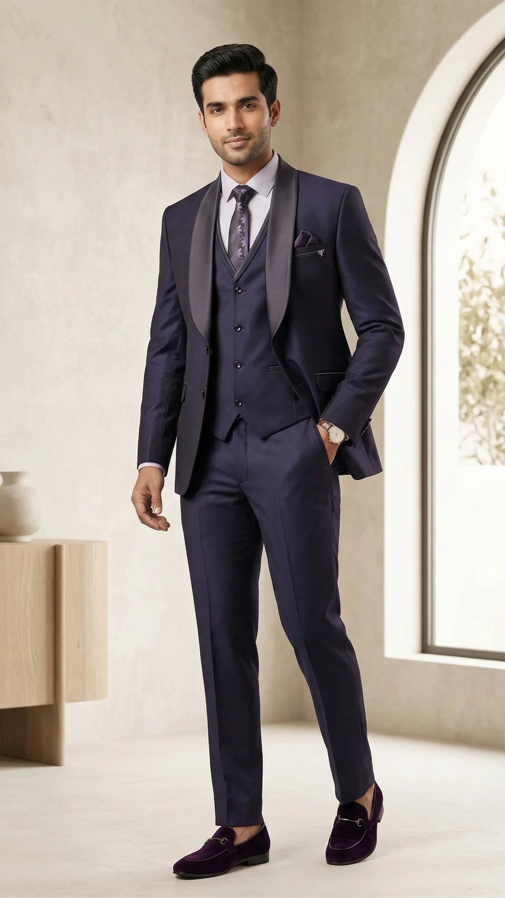 Five Piece Tuxedo (Plum Purple) by DressWalaNX