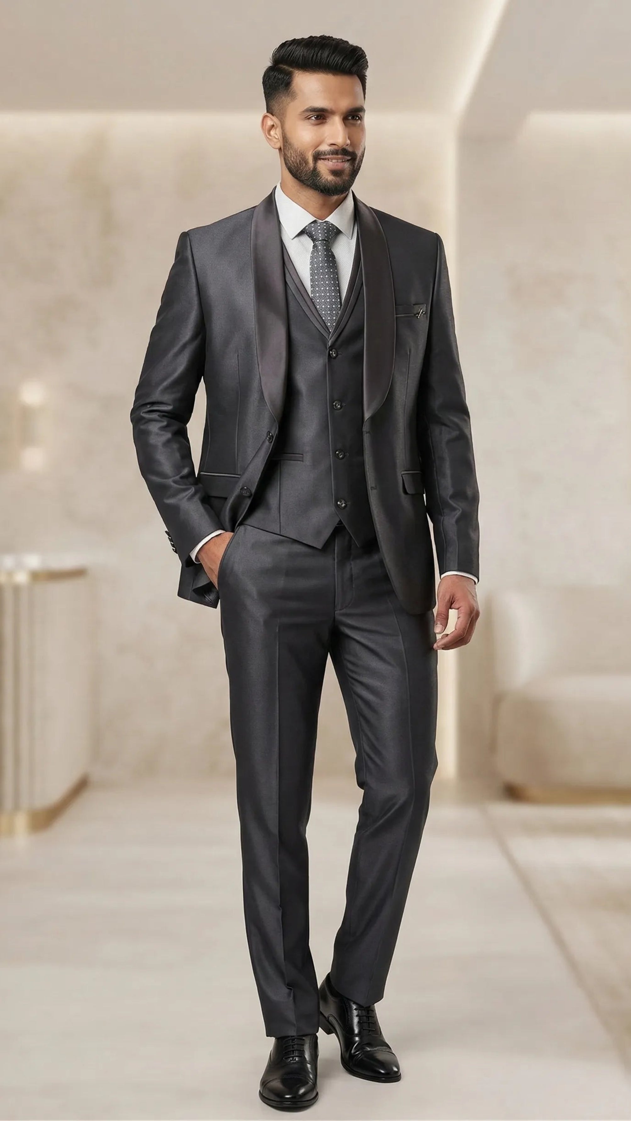 Five Piece Tuxedo (Graphite Grey) by DressWalaNX