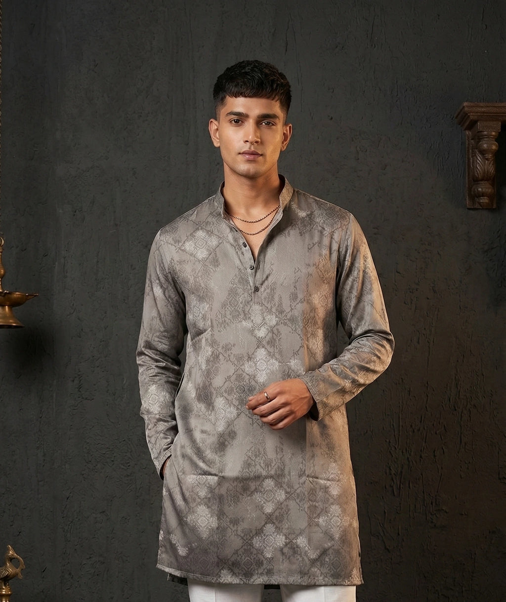 Grey Jacquard Kurta for Men| Dresswala NX