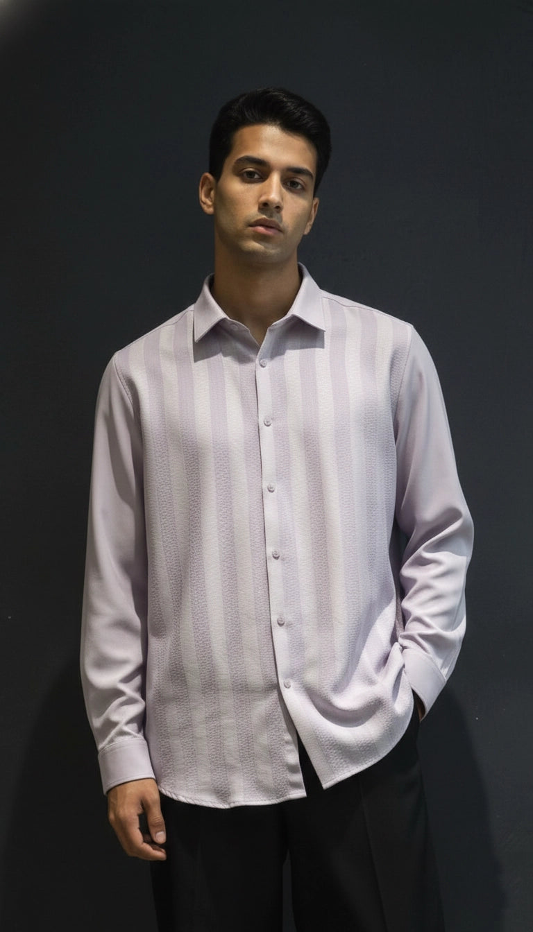 Lilac Club-Wear Shirt for Men (Textured Stripes) | Dresswala NX