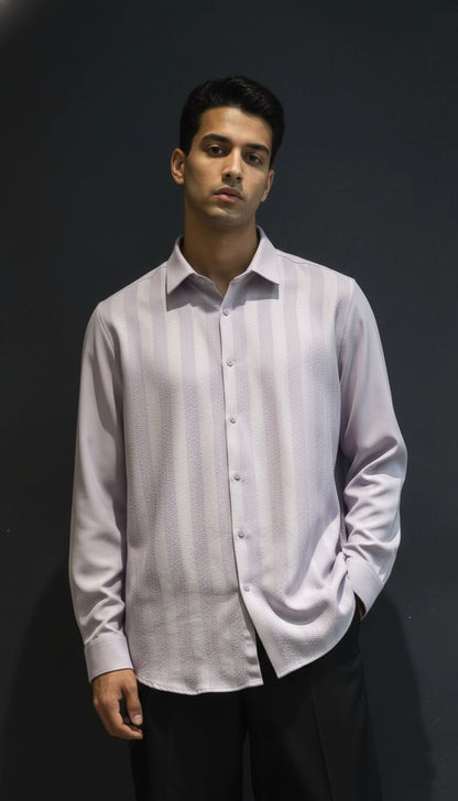 Lilac Club-Wear Shirt for Men (Textured Stripes) | Dresswala NX